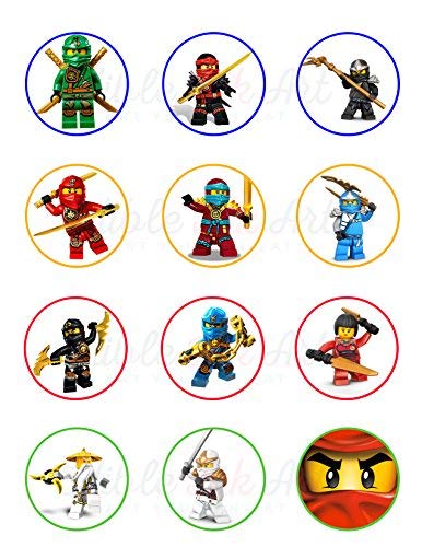 Ninja Kids Blocks Edible Cupcake Toppers – Round Icing Sheet Birt - Edible Cake Topper | Icing Sheet | Birthday Cake Decoration