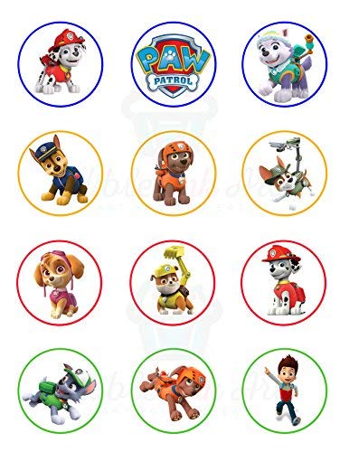 Puppies Patrol Puppies Super Heroes Edible Cupcake Toppers – Roun - Edible Cake Topper | Icing Sheet | Birthday Cake Decoration