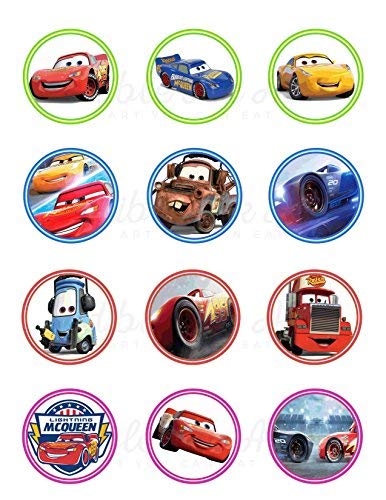 Cars Lightning MCqueen Jackson Storm Cruz Ramirez Mater Edible Cu - Edible Cake Topper | Icing Sheet | Birthday Cake Decoration