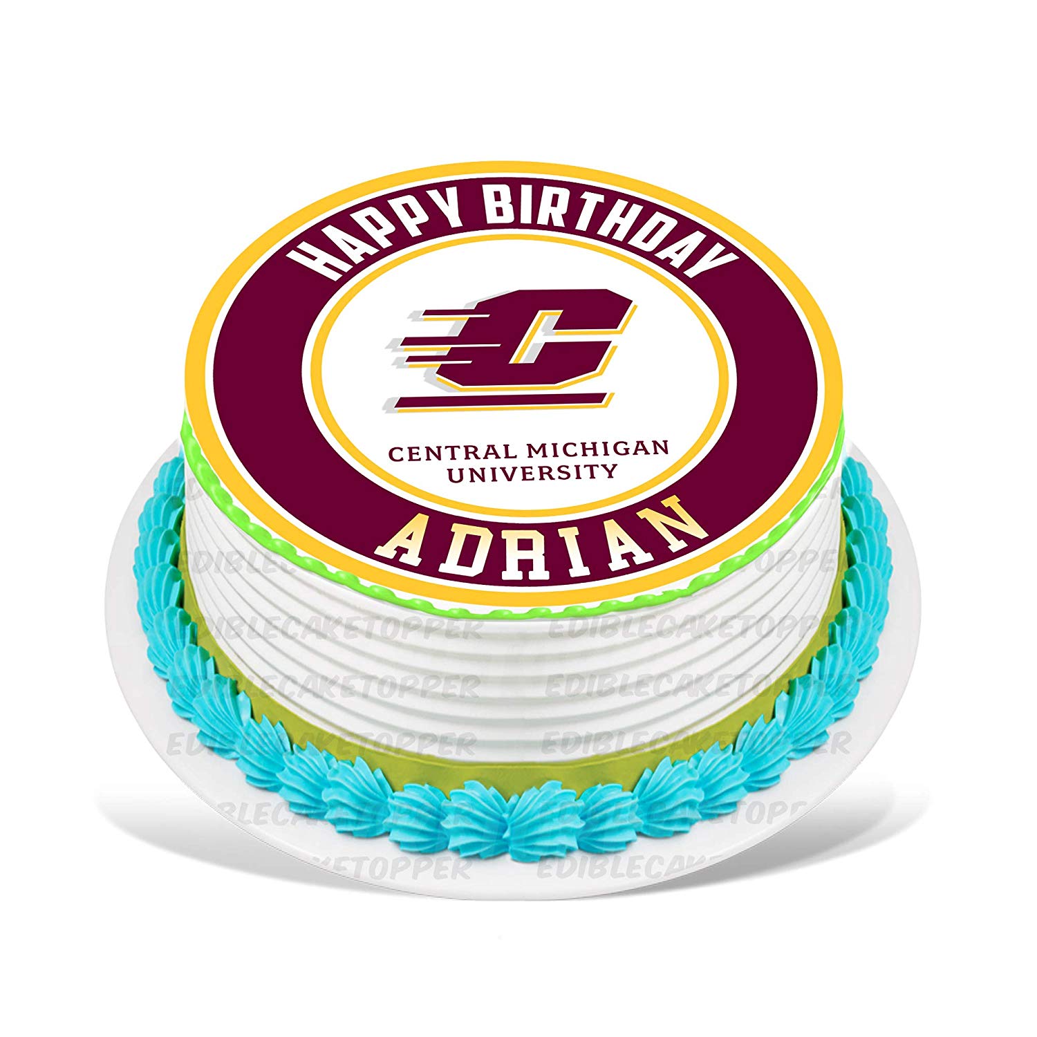 Central Michigan Chippewas Round – Icing Sheet Birthday - Personalized Edible Cake Topper | Custom Icing Sheet | Birthday Cake Decoration
