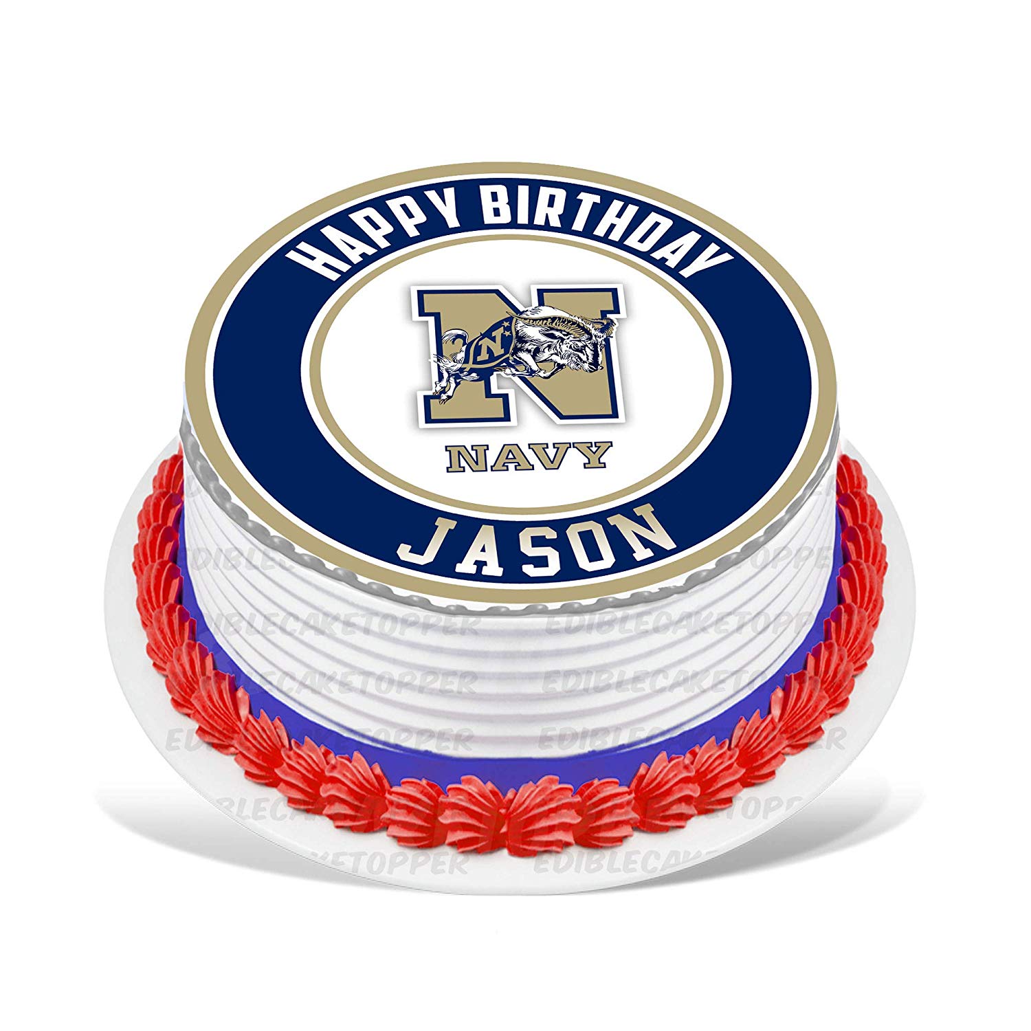 Navy Midshipmen Round – Icing Sheet Birthday - Personalized Edible Cake Topper | Custom Icing Sheet | Birthday Cake Decoration | Photo Cake Image