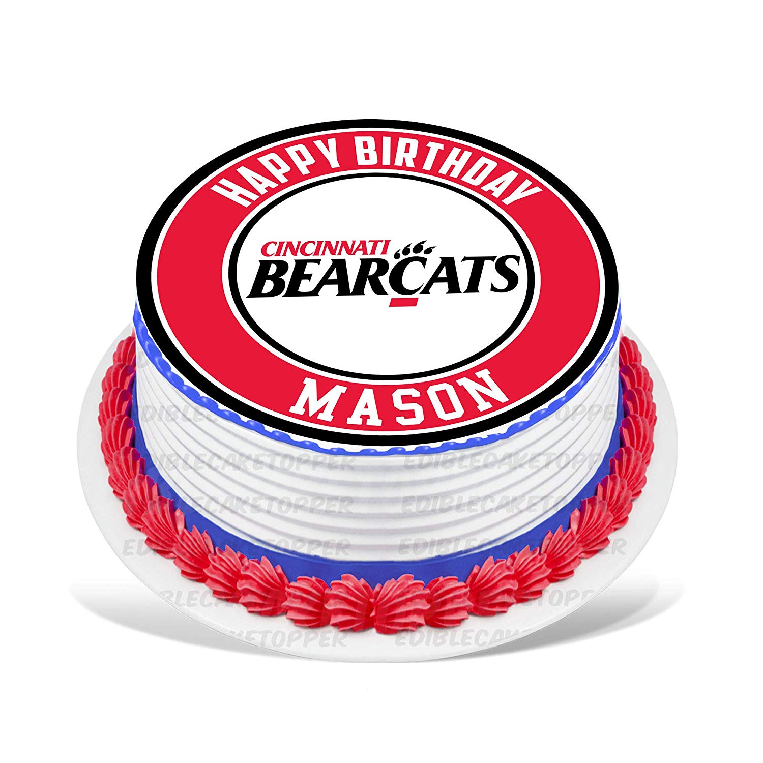 Cincinnati Bearcats Round – Icing Sheet Birthday - Personalized Edible Cake Topper | Custom Icing Sheet | Birthday Cake Decoration