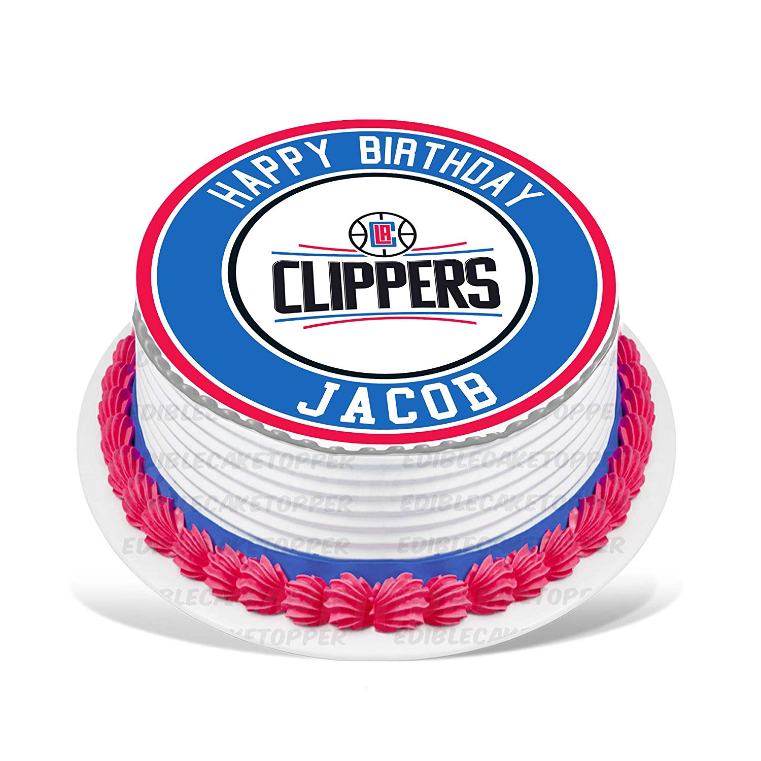 Los Angeles Clippers Round – Icing Sheet Birthday - Personalized Edible Cake Topper | Custom Icing Sheet | Birthday Cake Decoration