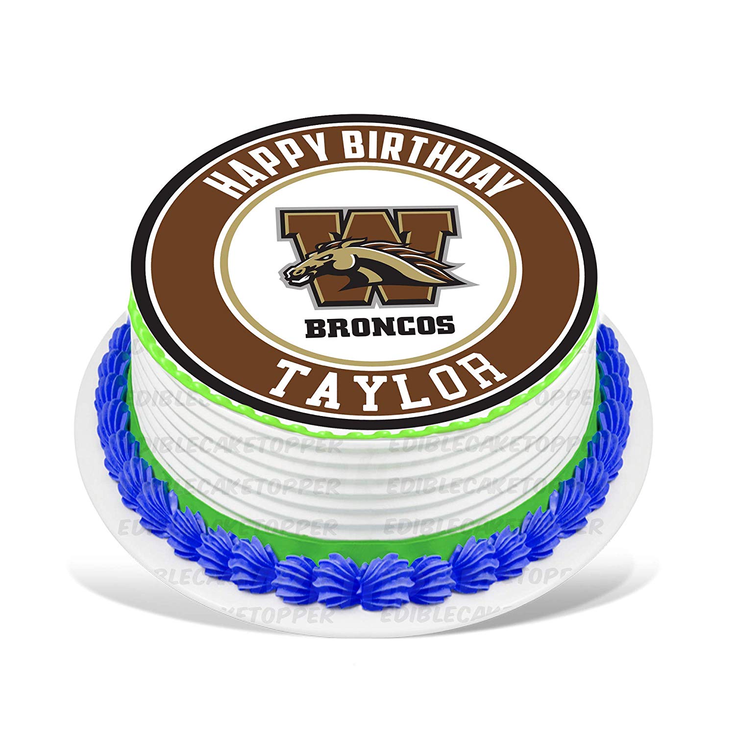 Western Michigan Broncos Round – Icing Sheet Birthday - Personalized Edible Cake Topper | Custom Icing Sheet | Birthday Cake Decoration