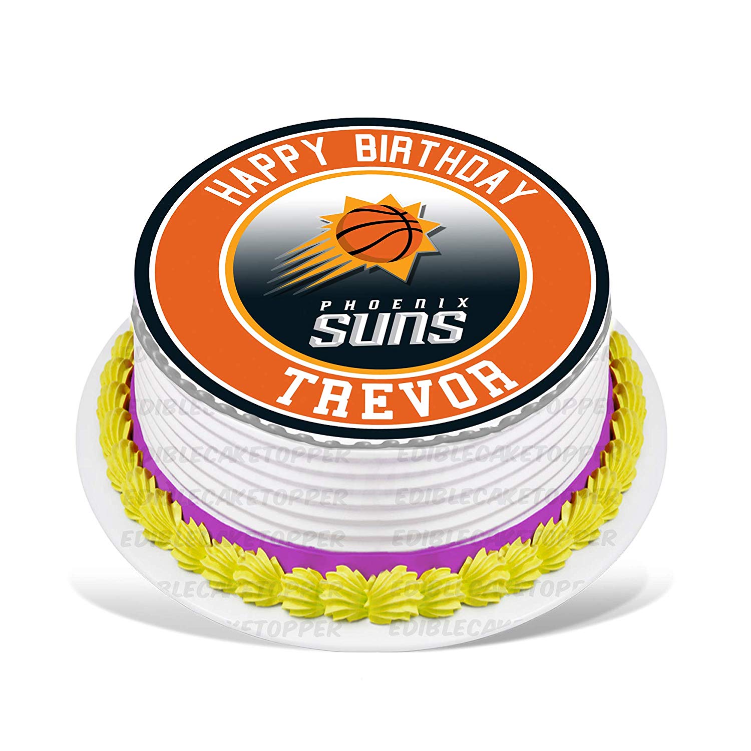 Phoenix Suns Round – Icing Sheet Birthday - Personalized Edible Cake Topper | Custom Icing Sheet | Birthday Cake Decoration | Photo Cake Image