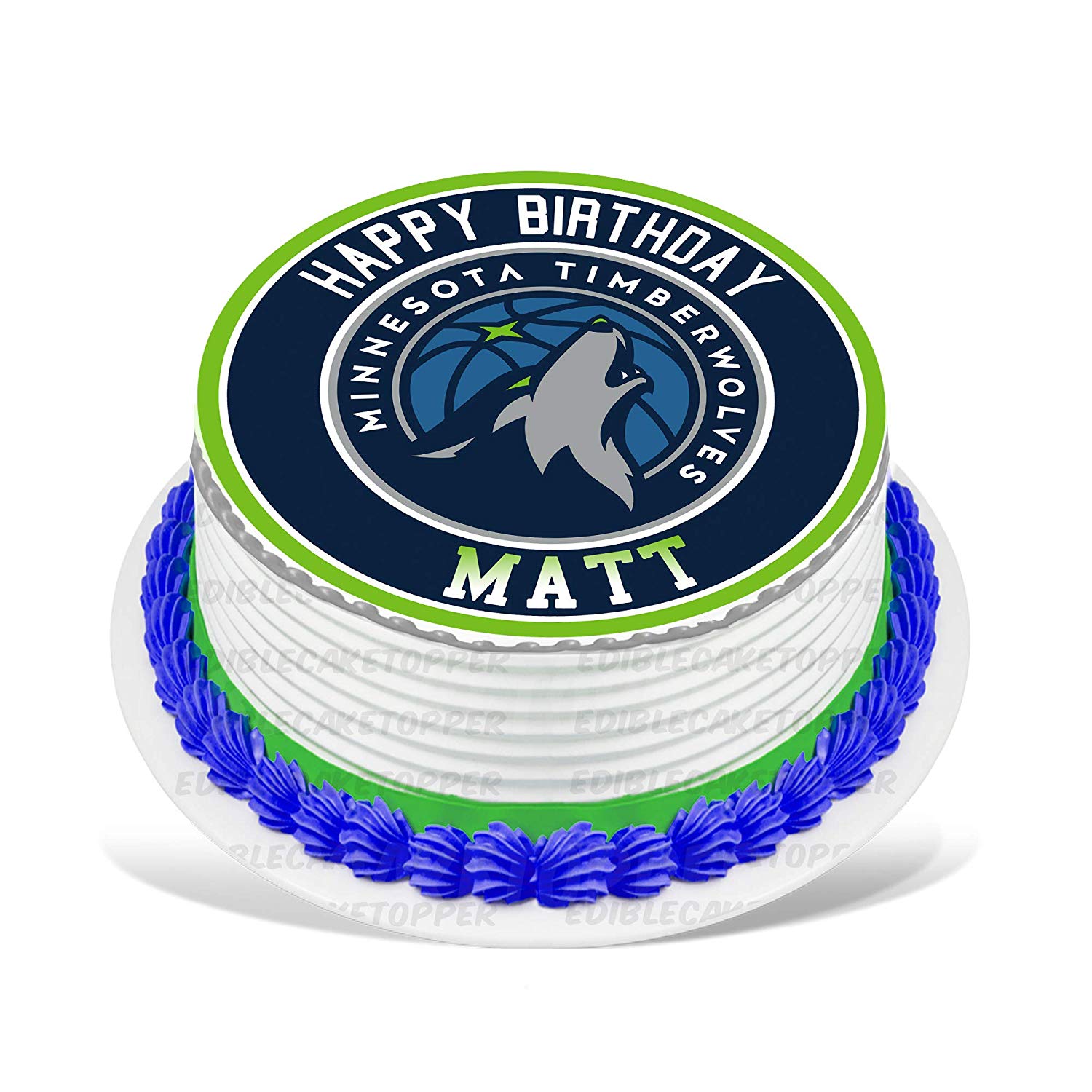 Minnesota Timberwolves Round – Icing Sheet Birthday - Personalized Edible Cake Topper | Custom Icing Sheet | Birthday Cake Decoration