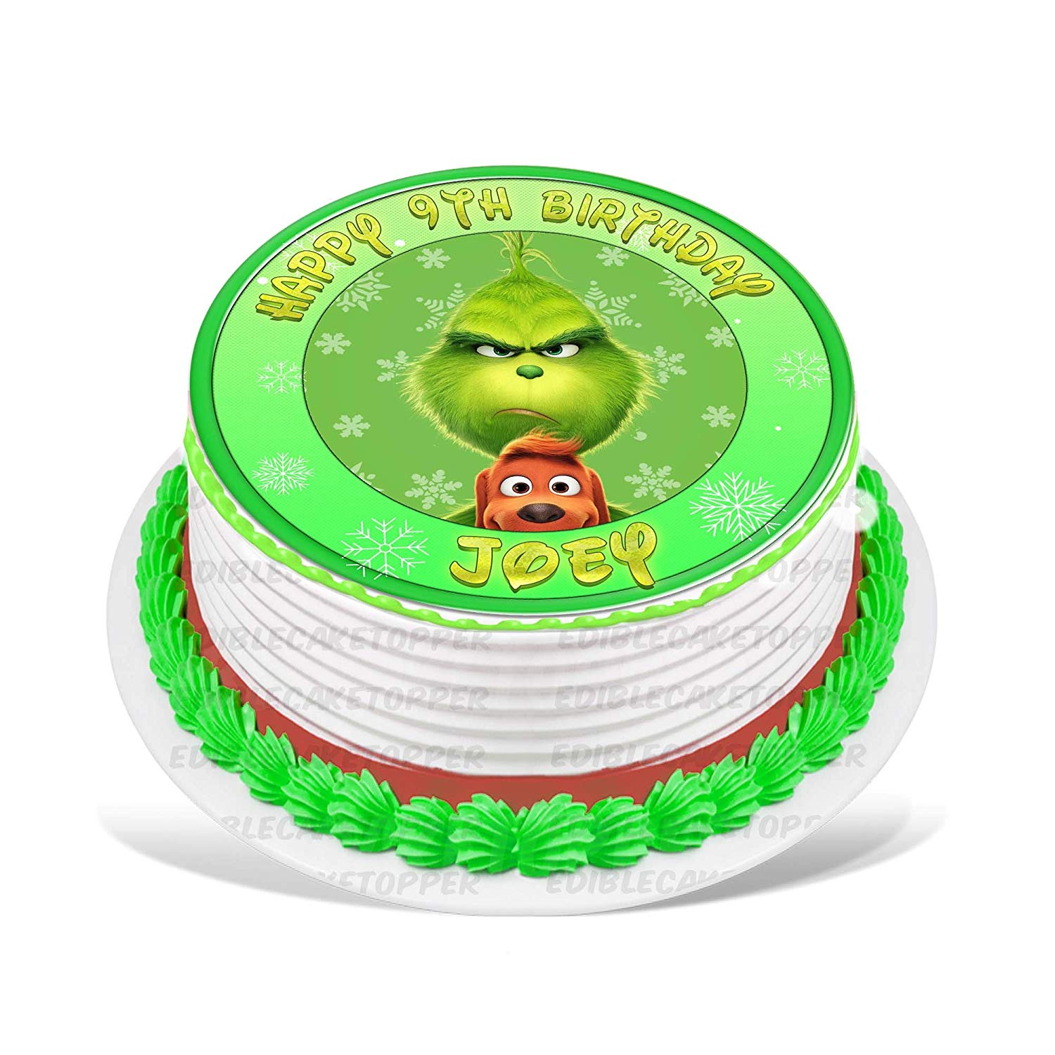 The Grinch Round – Icing Sheet Birthday - Personalized Edible Cake Topper | Custom Icing Sheet | Birthday Cake Decoration | Photo Cake Image