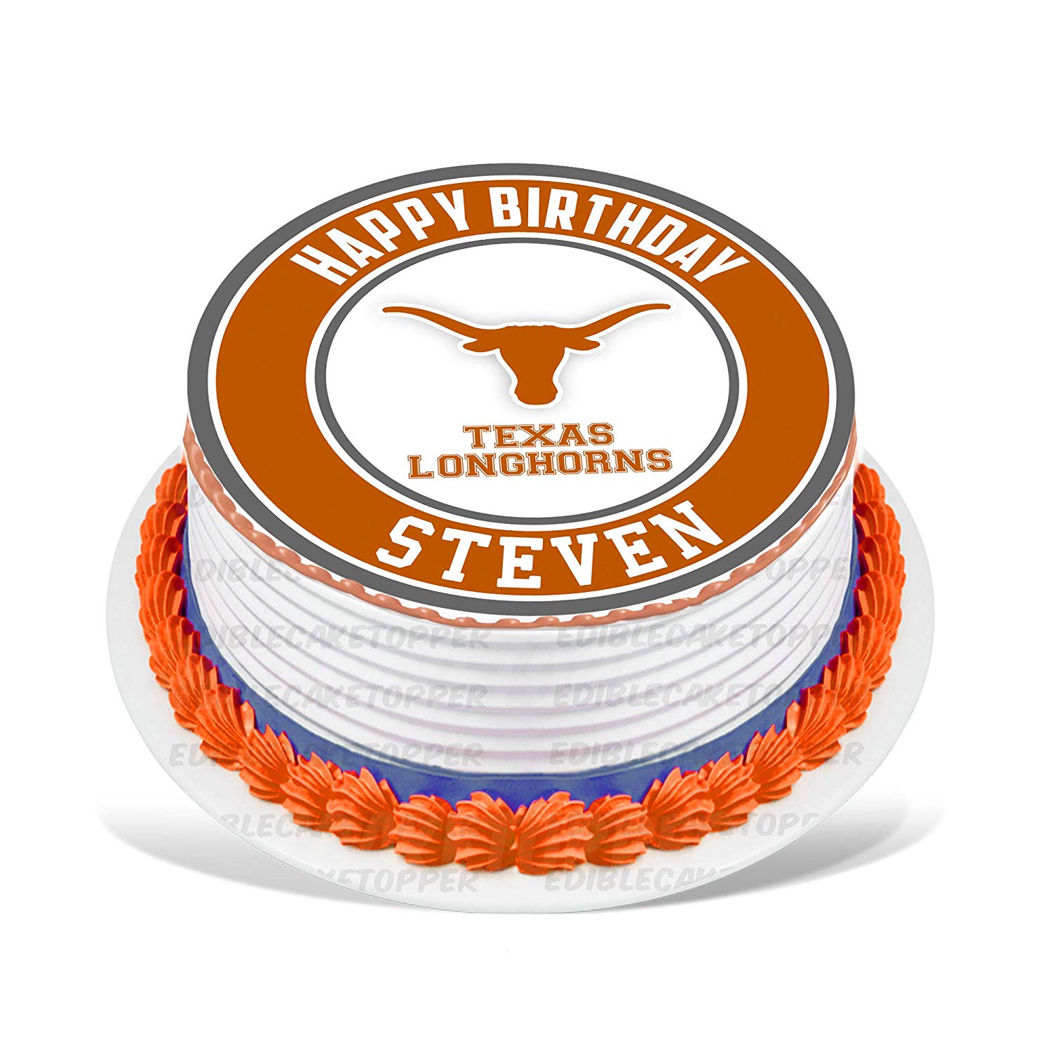 Texas Longhorns Round – Icing Sheet Birthday - Personalized Edible Cake Topper | Custom Icing Sheet | Birthday Cake Decoration | Photo Cake Image