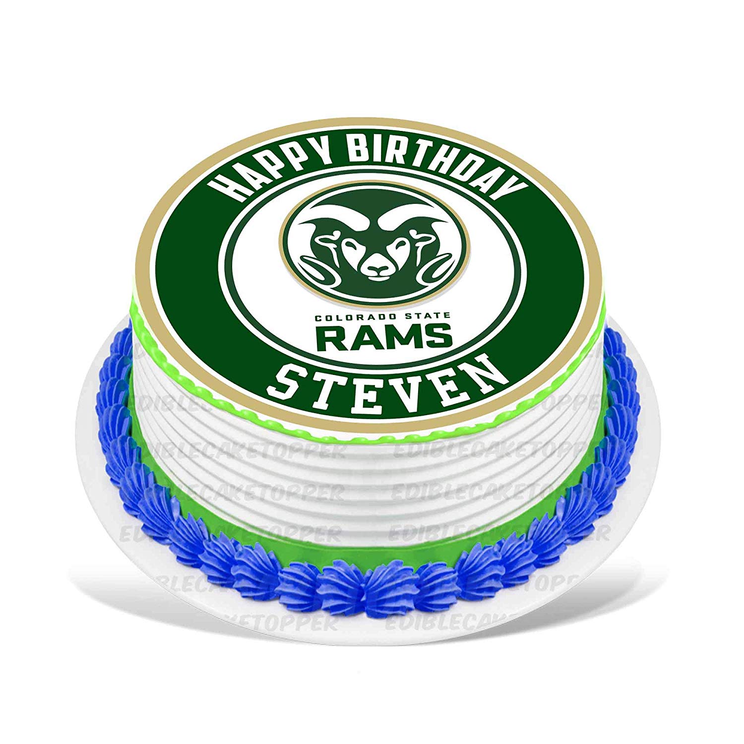 Colorado State Rams Round – Icing Sheet Birthday - Personalized Edible Cake Topper | Custom Icing Sheet | Birthday Cake Decoration
