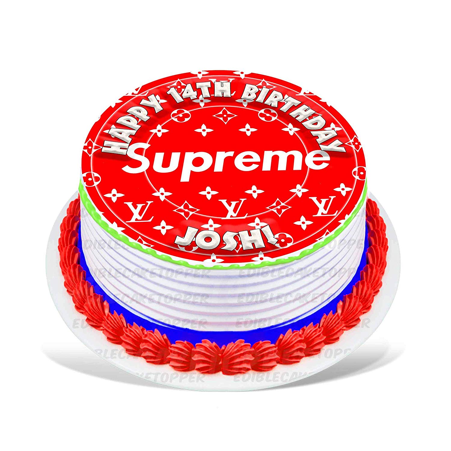 Luxury Fashion Supreme Brand Fans Round – Icing Sheet Birthday - Personalized Edible Cake Topper | Custom Icing Sheet | Birthday Cake Decoration