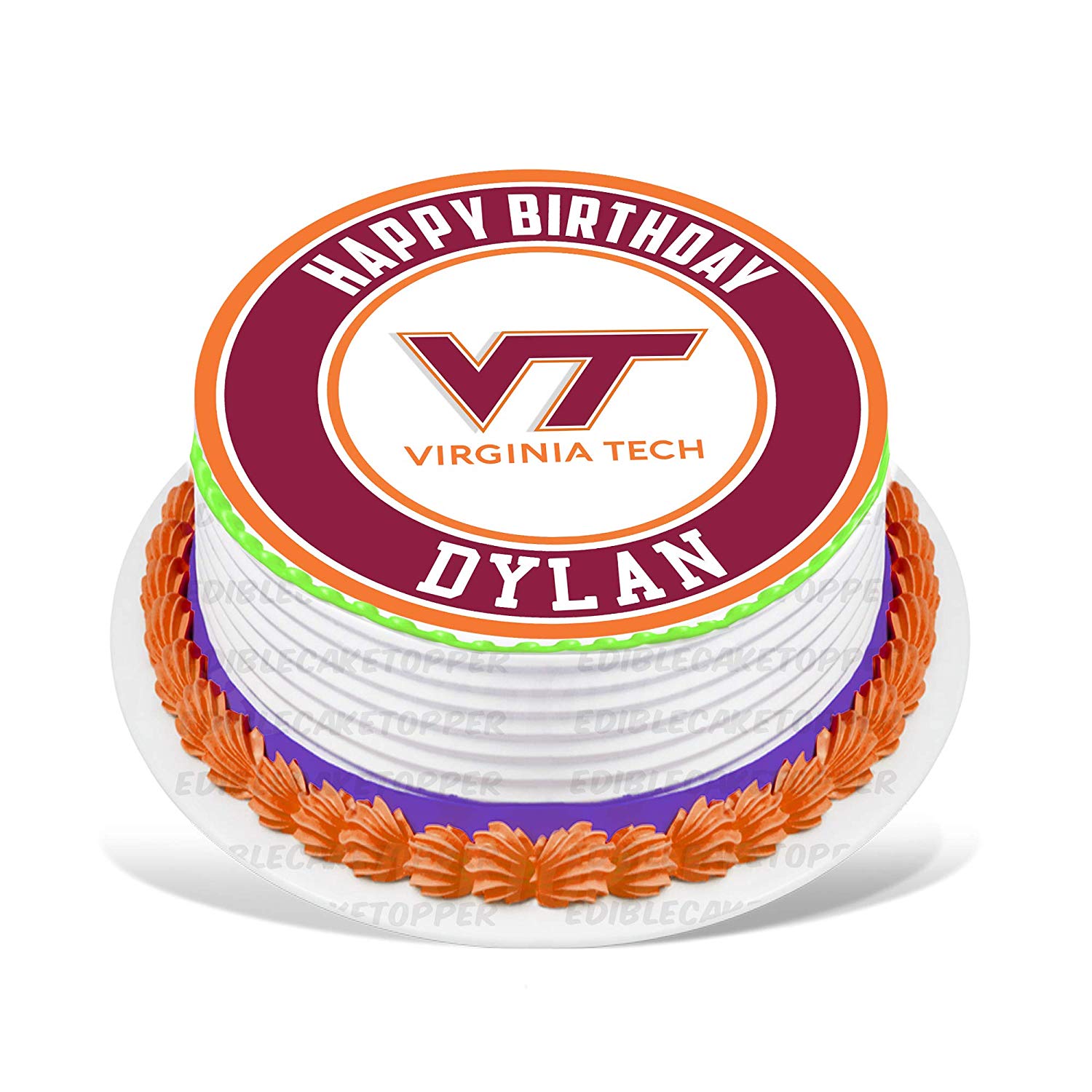 Virginia Tech Hokies Round – Icing Sheet Birthday - Personalized Edible Cake Topper | Custom Icing Sheet | Birthday Cake Decoration
