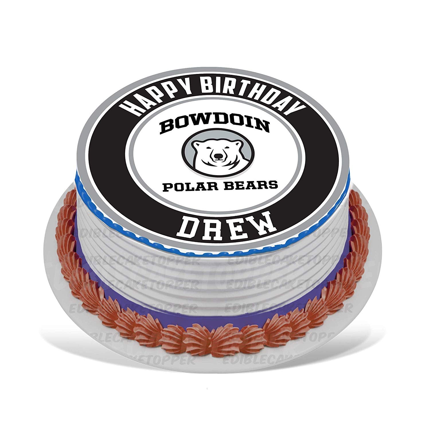 Bowdoin Polar Bears Round – Icing Sheet Birthday - Personalized Edible Cake Topper | Custom Icing Sheet | Birthday Cake Decoration