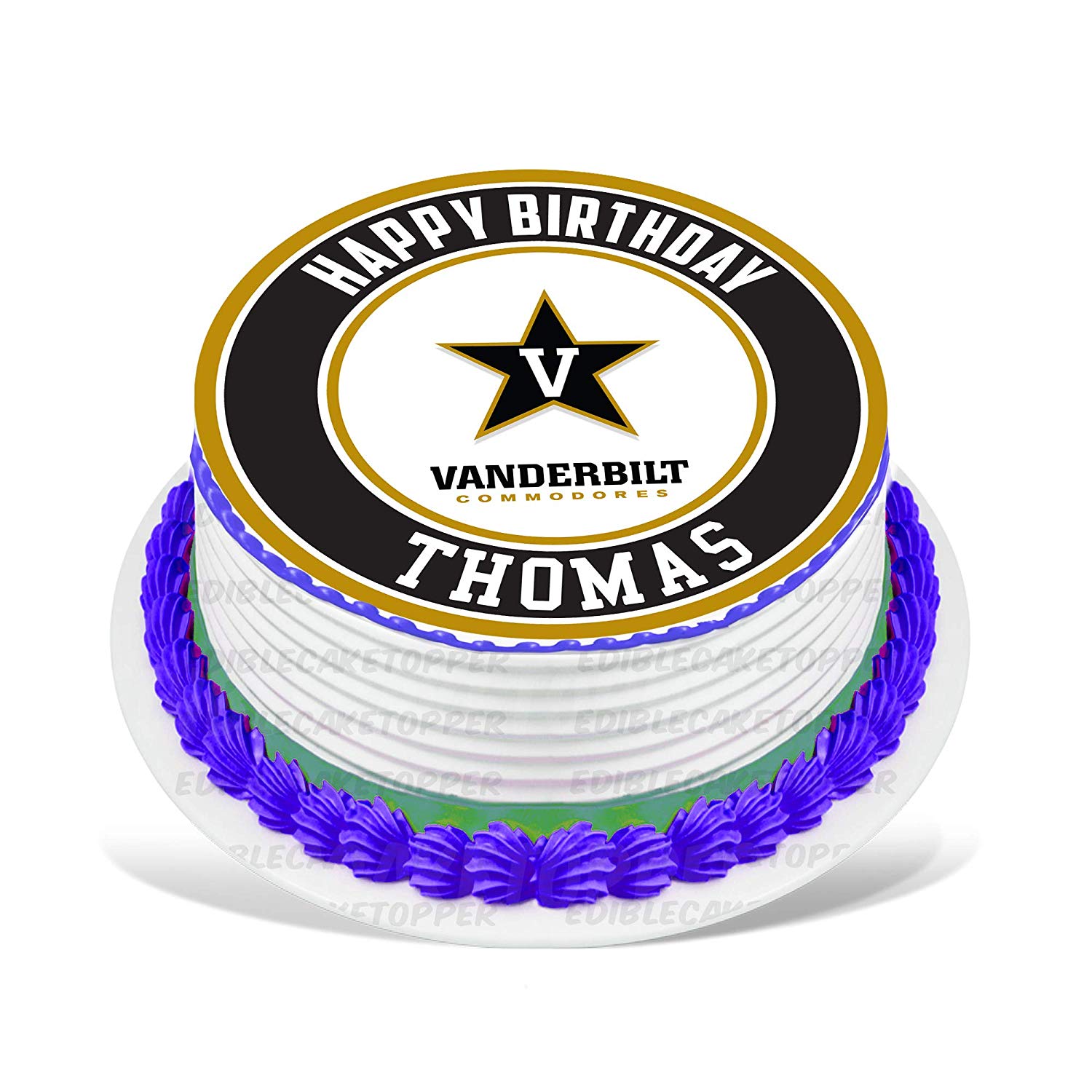 Vanderbilt Commodores Round – Icing Sheet Birthday - Personalized Edible Cake Topper | Custom Icing Sheet | Birthday Cake Decoration