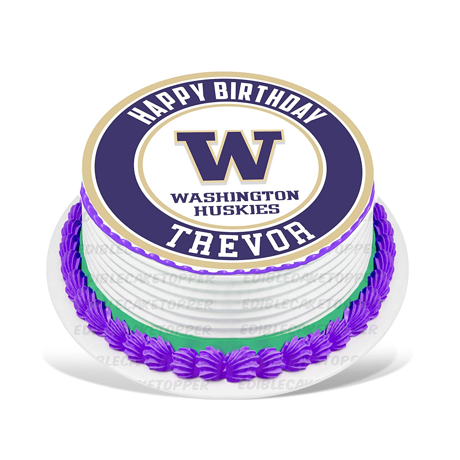 Washington Huskies Round – Icing Sheet Birthday - Personalized Edible Cake Topper | Custom Icing Sheet | Birthday Cake Decoration