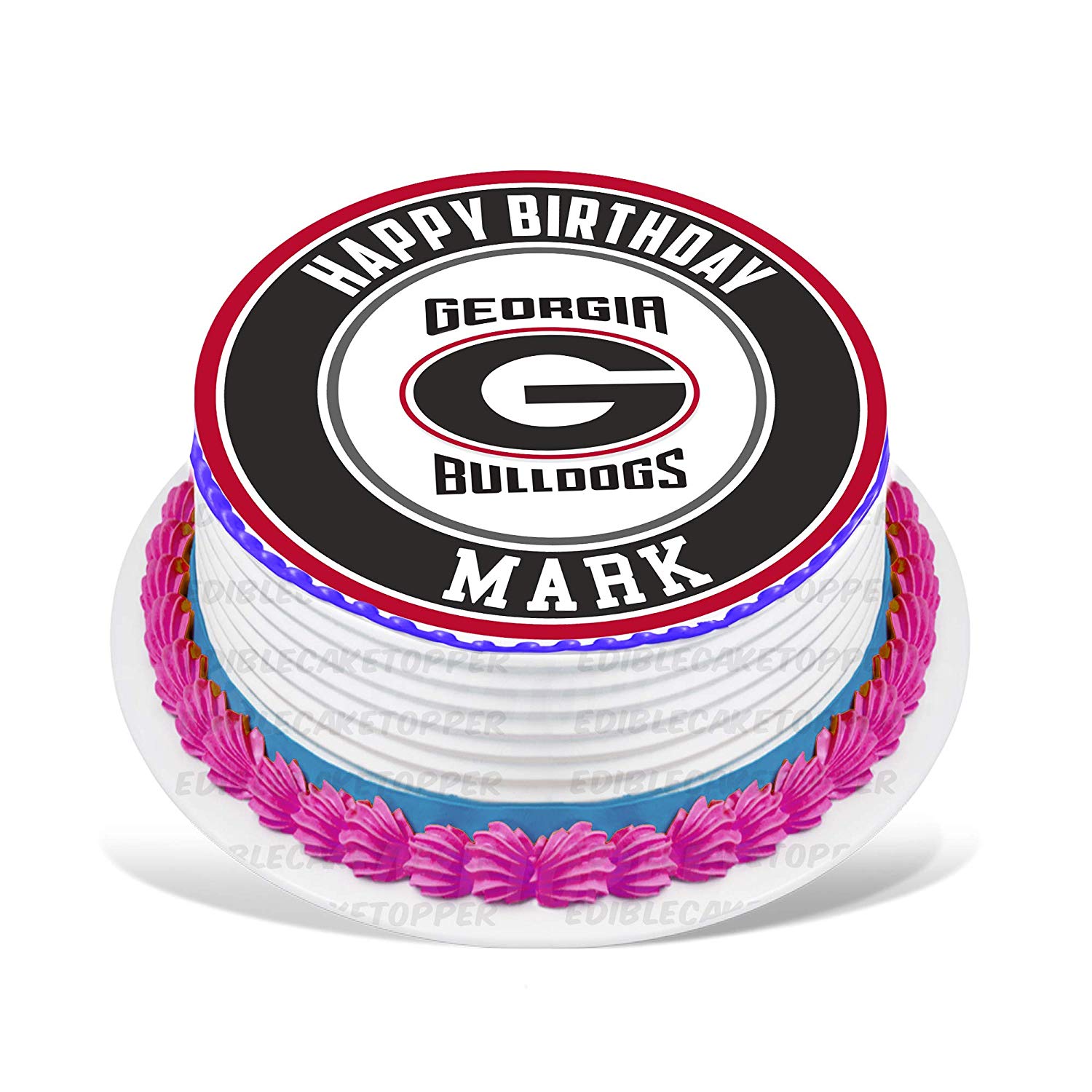 Georgia Bulldogs Round – Icing Sheet Birthday - Personalized Edible Cake Topper | Custom Icing Sheet | Birthday Cake Decoration | Photo Cake Image