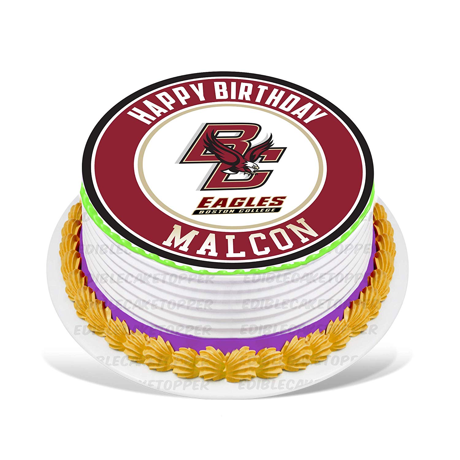 Boston College Eagles League Round – Icing Sheet Birthday - Personalized Edible Cake Topper | Custom Icing Sheet | Birthday Cake Decoration