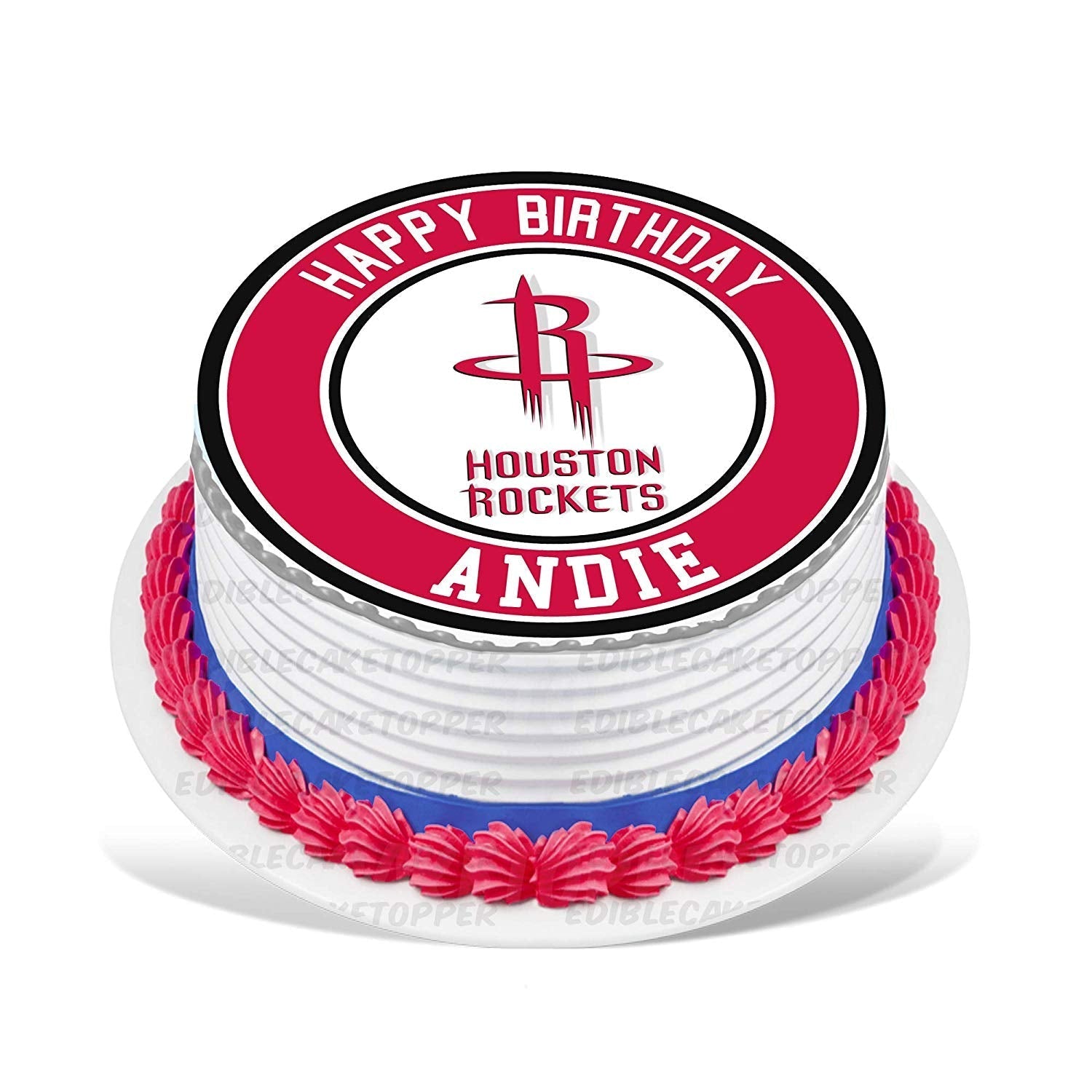 Houston Rockets Round – Icing Sheet Birthday - Personalized Edible Cake Topper | Custom Icing Sheet | Birthday Cake Decoration | Photo Cake Image