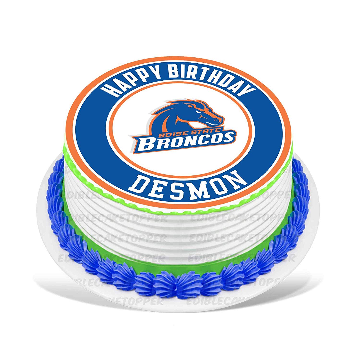 Boise State Broncos Round – Icing Sheet Birthday - Personalized Edible Cake Topper | Custom Icing Sheet | Birthday Cake Decoration