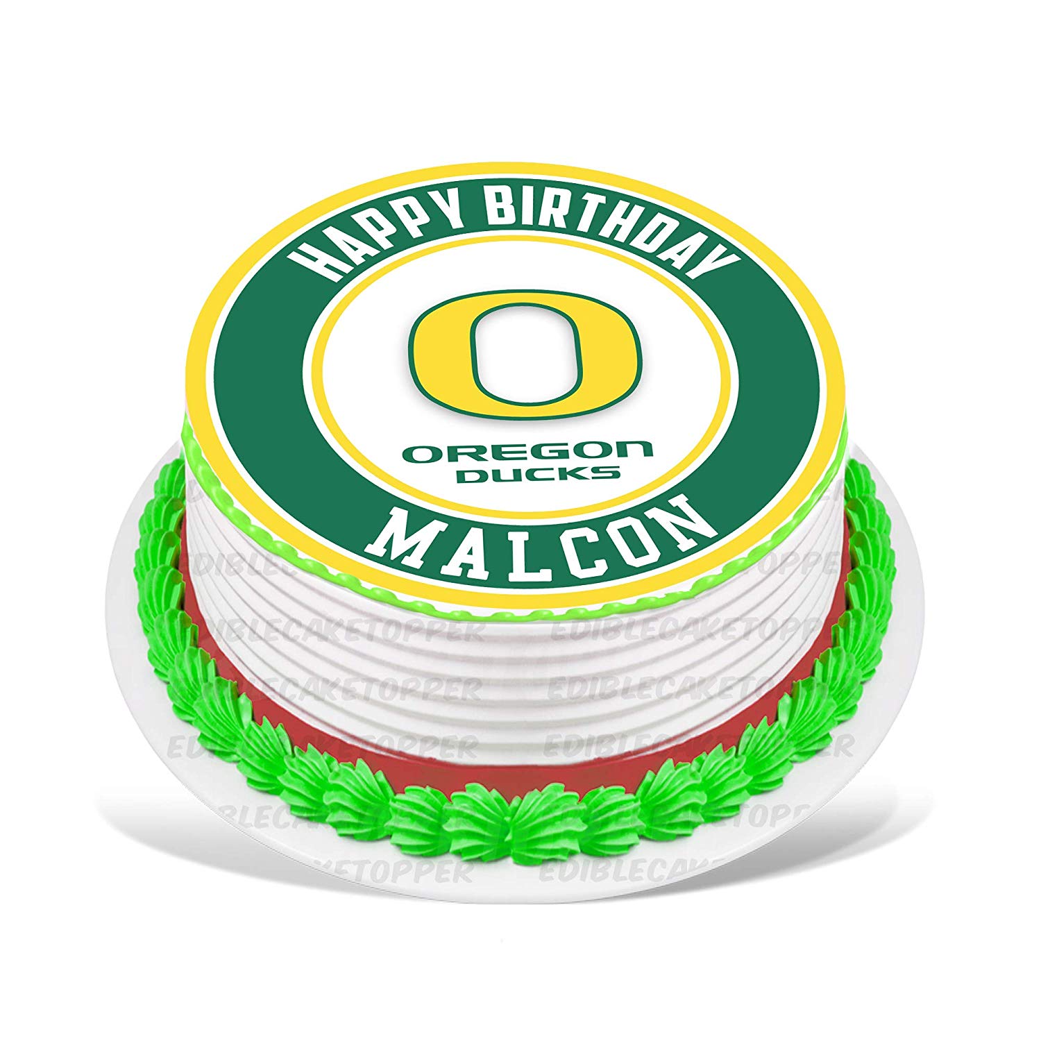 Oregon Ducks Round – Icing Sheet Birthday - Personalized Edible Cake Topper | Custom Icing Sheet | Birthday Cake Decoration | Photo Cake Image