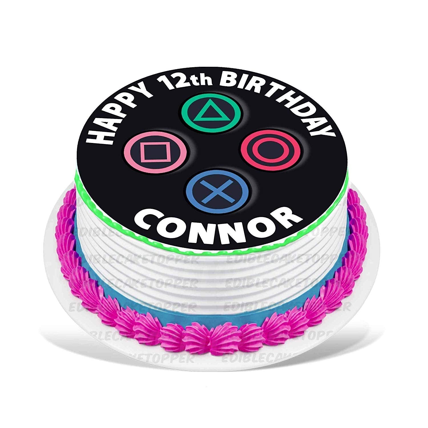 Game Console Fans PS Round – Icing Sheet Birthday - Personalized Edible Cake Topper | Custom Icing Sheet | Birthday Cake Decoration