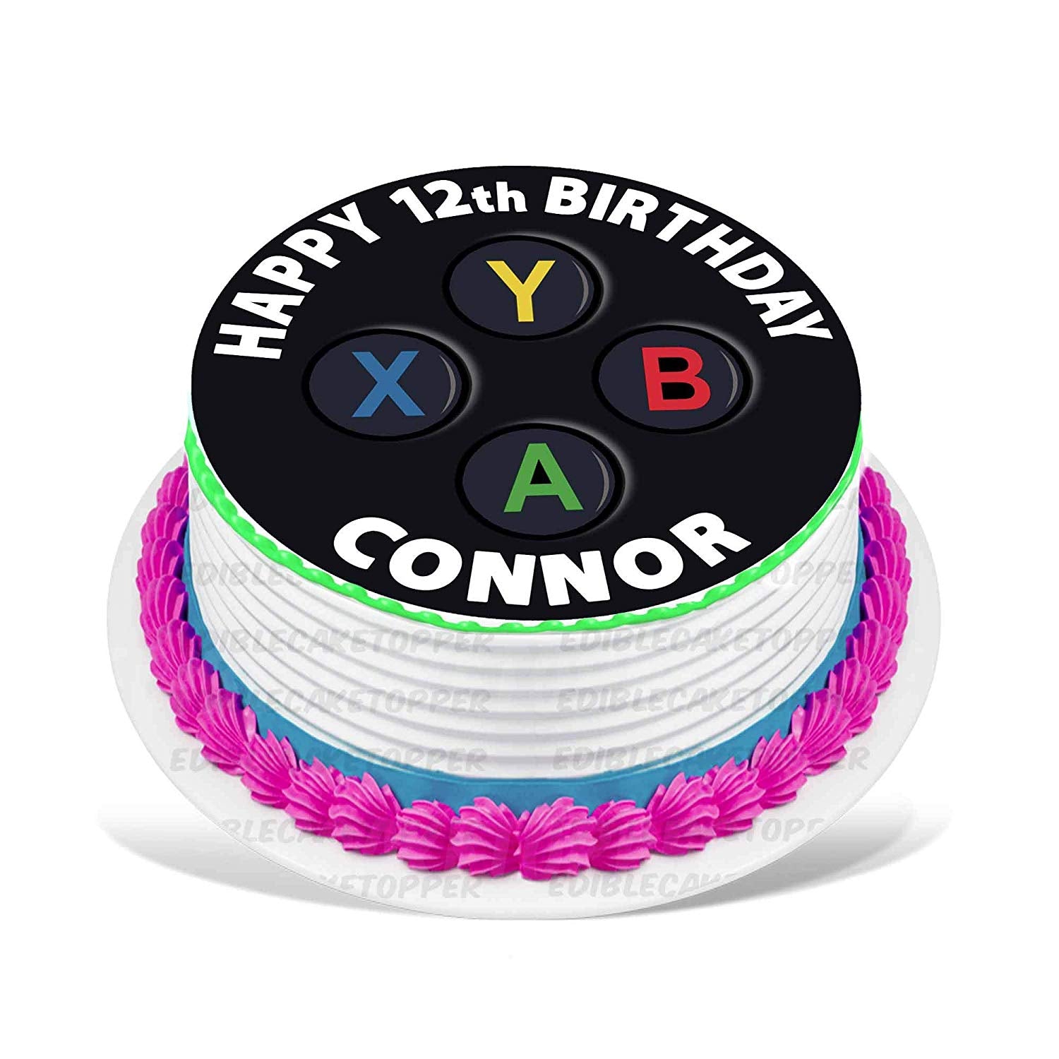 Game Console Fans Round – Icing Sheet Birthday - Personalized Edible Cake Topper | Custom Icing Sheet | Birthday Cake Decoration | Photo Cake Image