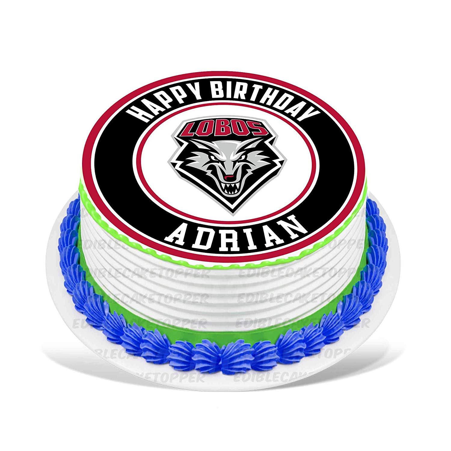 New Mexico Lobos Round – Icing Sheet Birthday - Personalized Edible Cake Topper | Custom Icing Sheet | Birthday Cake Decoration | Photo Cake Image