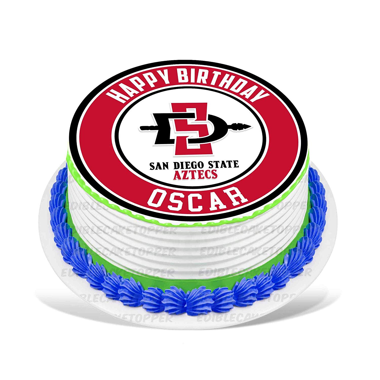 San Diego State Aztecs Round – Icing Sheet Birthday - Personalized Edible Cake Topper | Custom Icing Sheet | Birthday Cake Decoration