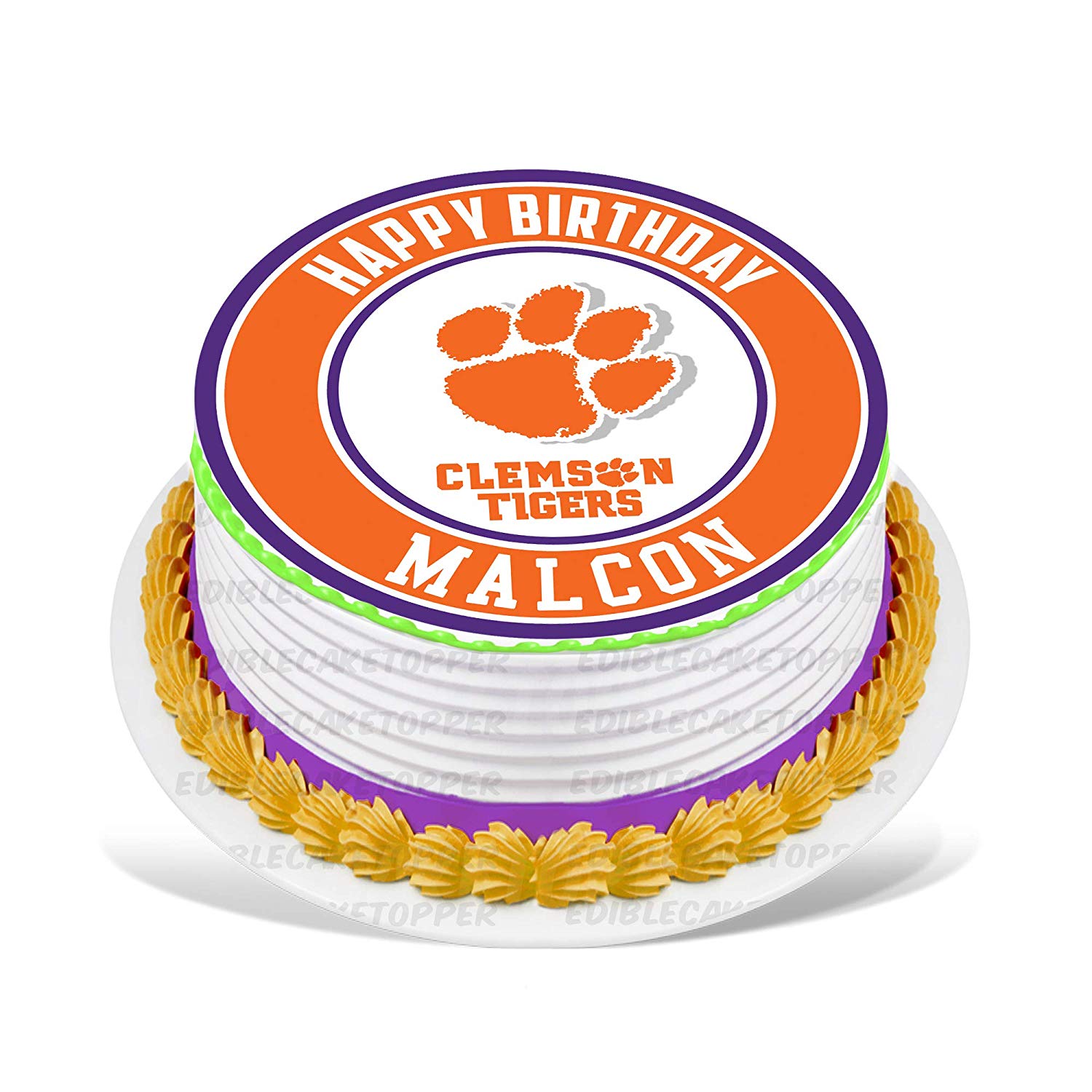 Clemson Tigers Round – Icing Sheet Birthday - Personalized Edible Cake Topper | Custom Icing Sheet | Birthday Cake Decoration | Photo Cake Image