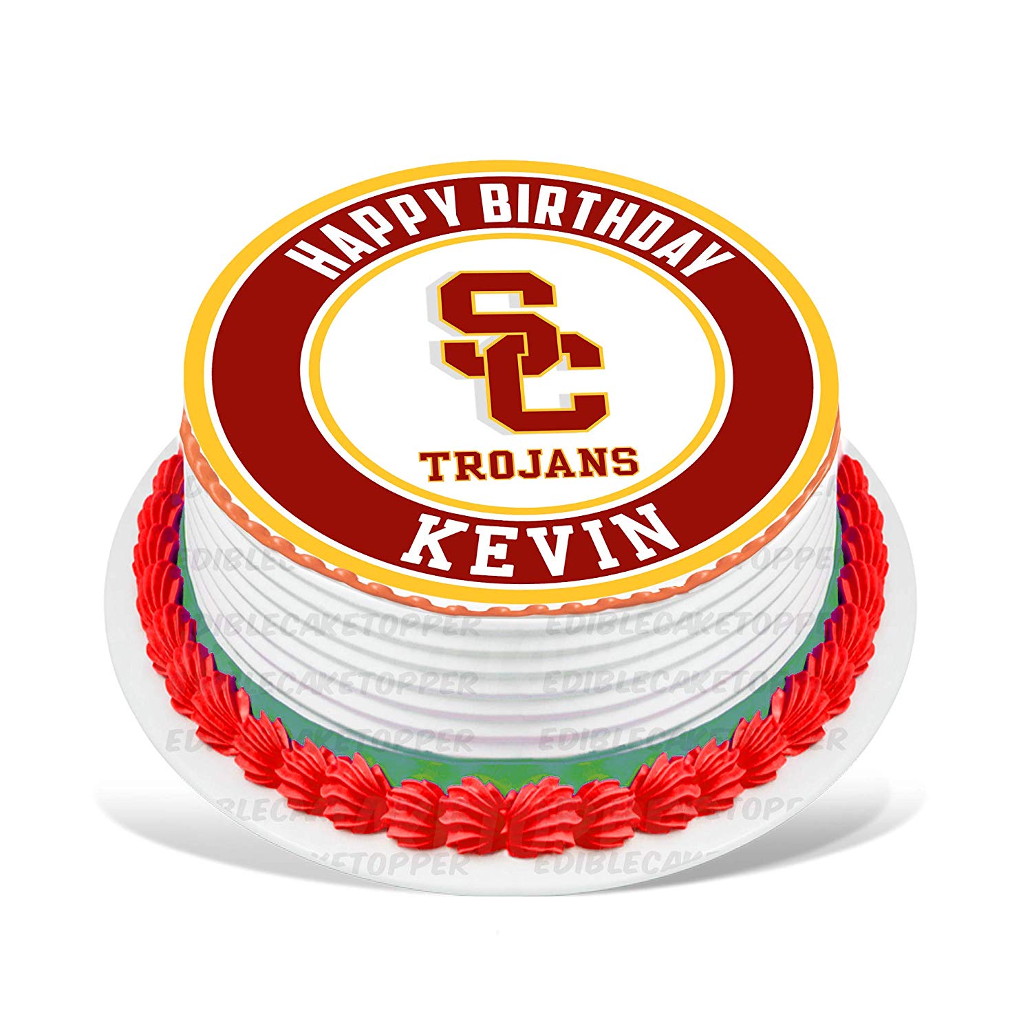 USC Trojans Round – Icing Sheet Birthday - Personalized Edible Cake Topper | Custom Icing Sheet | Birthday Cake Decoration | Photo Cake Image