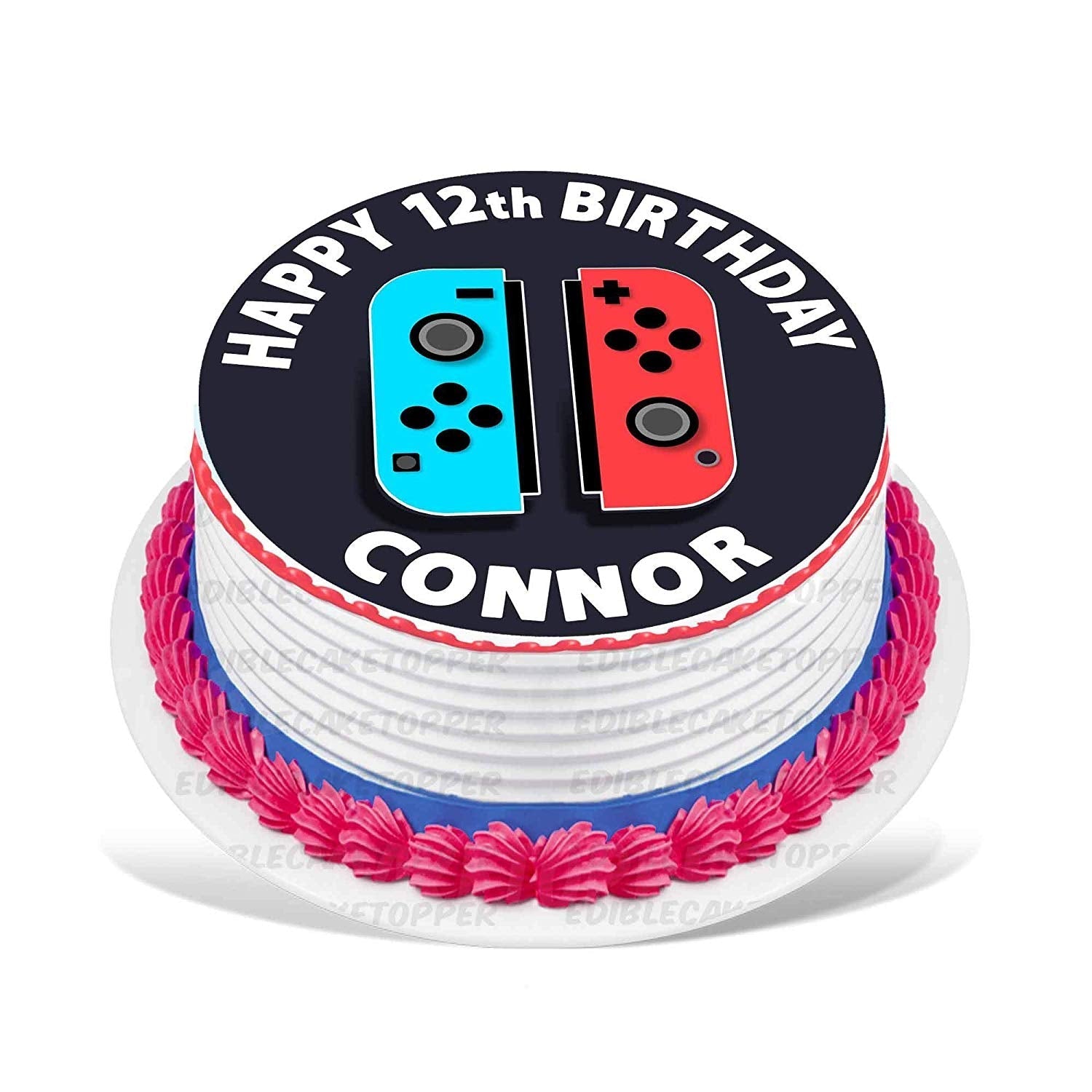 Gamers Switch Kids Fun Round – Icing Sheet Birthday - Personalized Edible Cake Topper | Custom Icing Sheet | Birthday Cake Decoration