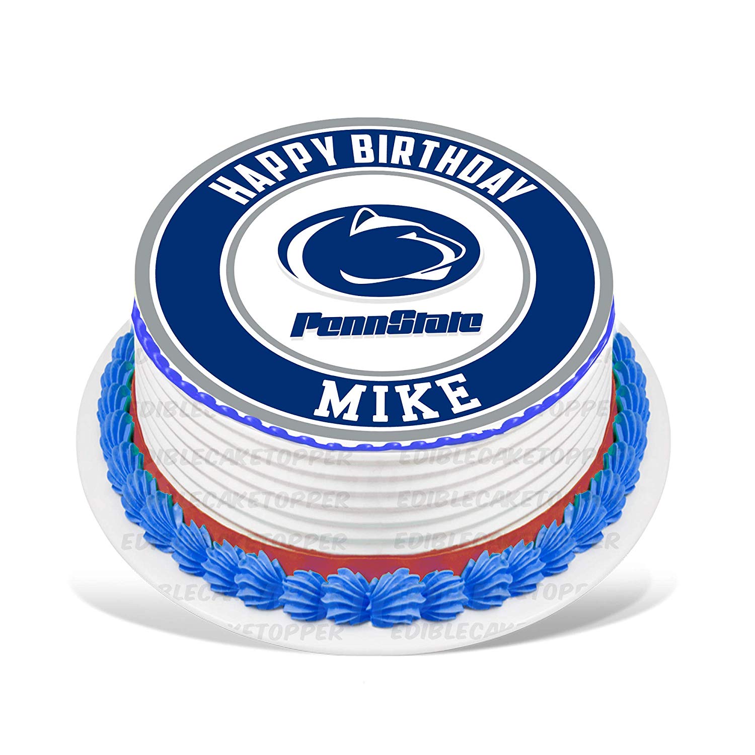 Penn State Nittany Lions Round – Icing Sheet Birthday - Personalized Edible Cake Topper | Custom Icing Sheet | Birthday Cake Decoration