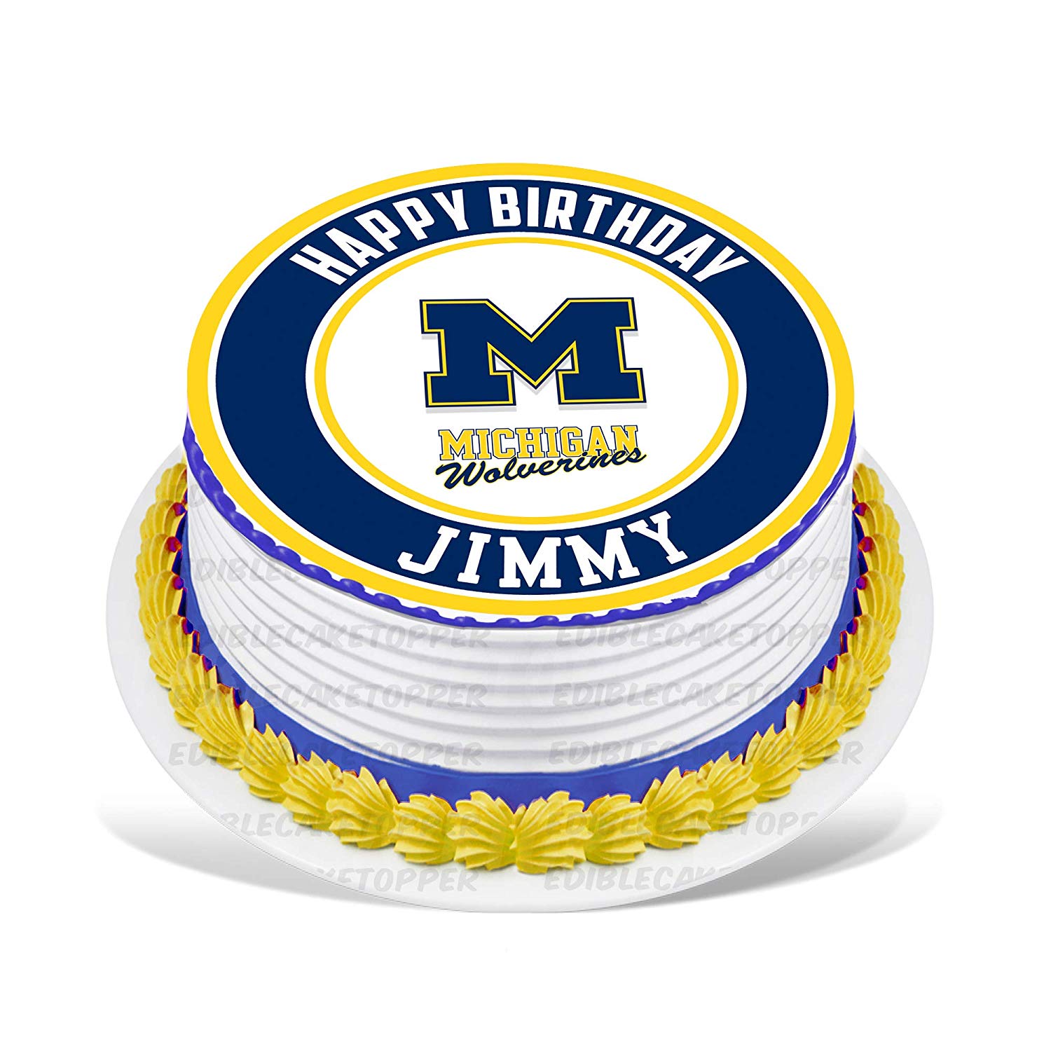 Michigan Wolverins Round – Icing Sheet Birthday - Personalized Edible Cake Topper | Custom Icing Sheet | Birthday Cake Decoration