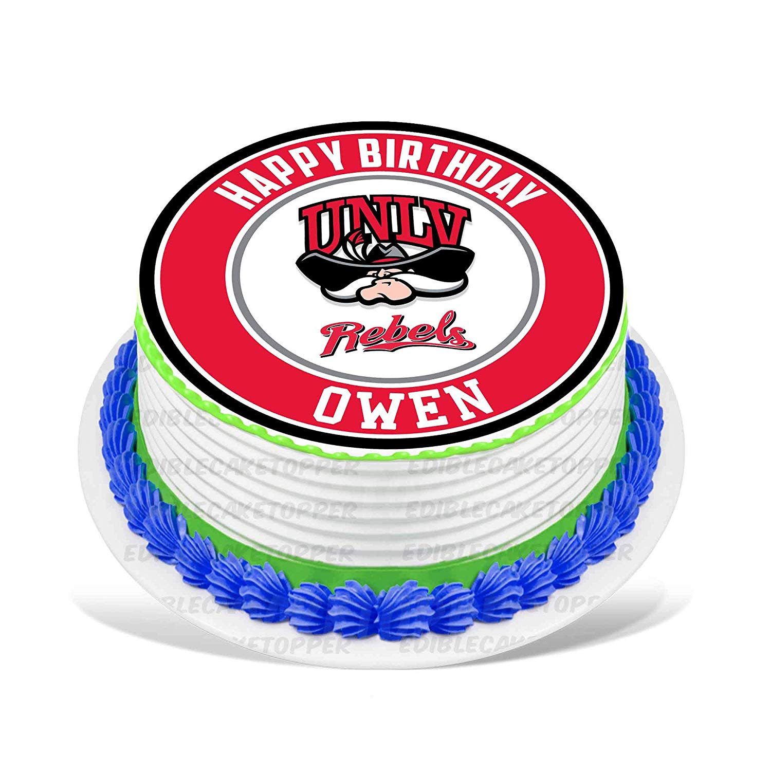 UNLV Rebels Round – Icing Sheet Birthday - Personalized Edible Cake Topper | Custom Icing Sheet | Birthday Cake Decoration | Photo Cake Image