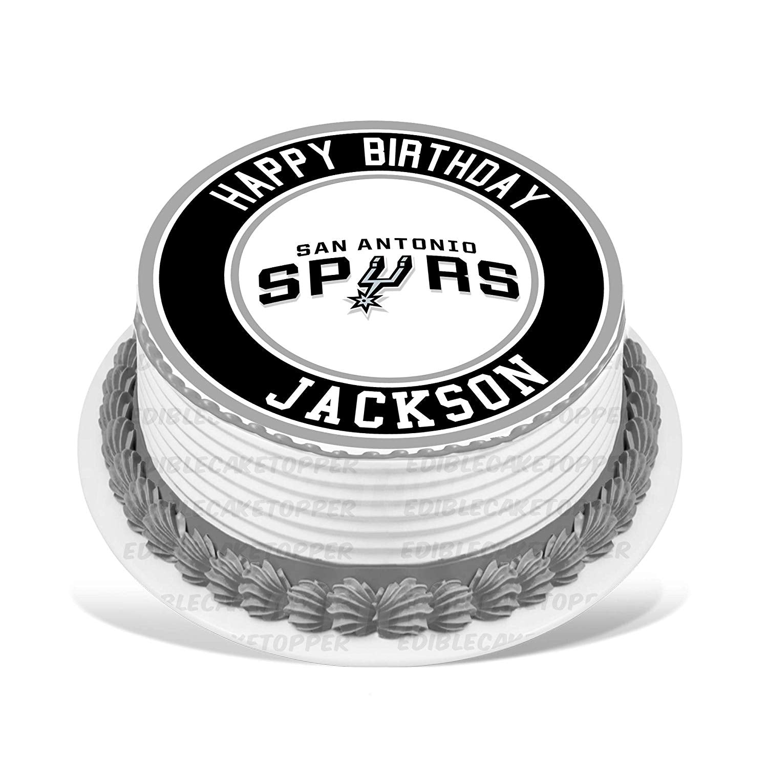 San Antonio Spurs Round – Icing Sheet Birthday - Personalized Edible Cake Topper | Custom Icing Sheet | Birthday Cake Decoration | Photo Cake Image