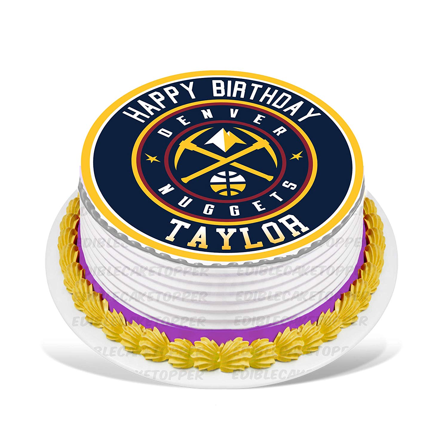 Denver Nuggets Round – Icing Sheet Birthday - Personalized Edible Cake Topper | Custom Icing Sheet | Birthday Cake Decoration | Photo Cake Image