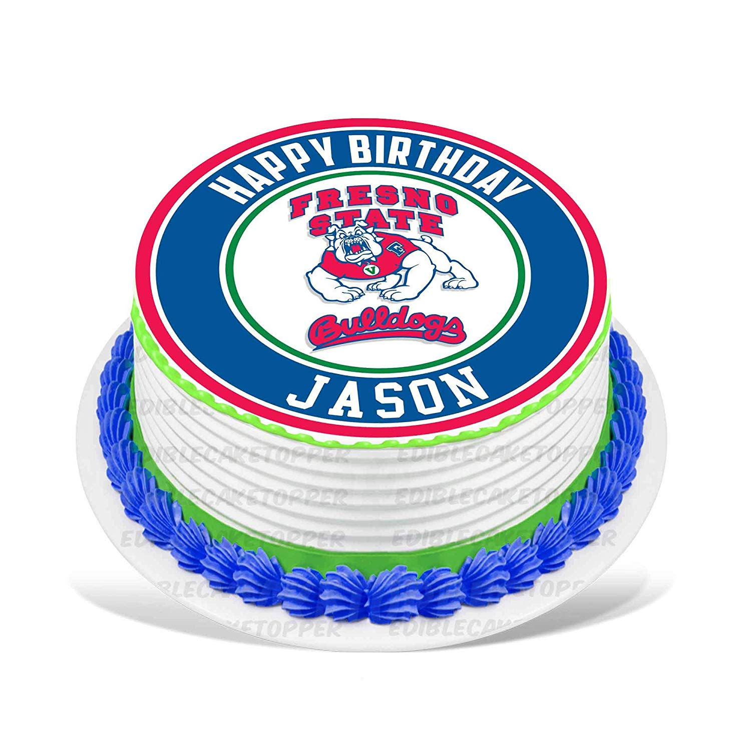 Fresno State Bulldogs Round – Icing Sheet Birthday - Personalized Edible Cake Topper | Custom Icing Sheet | Birthday Cake Decoration