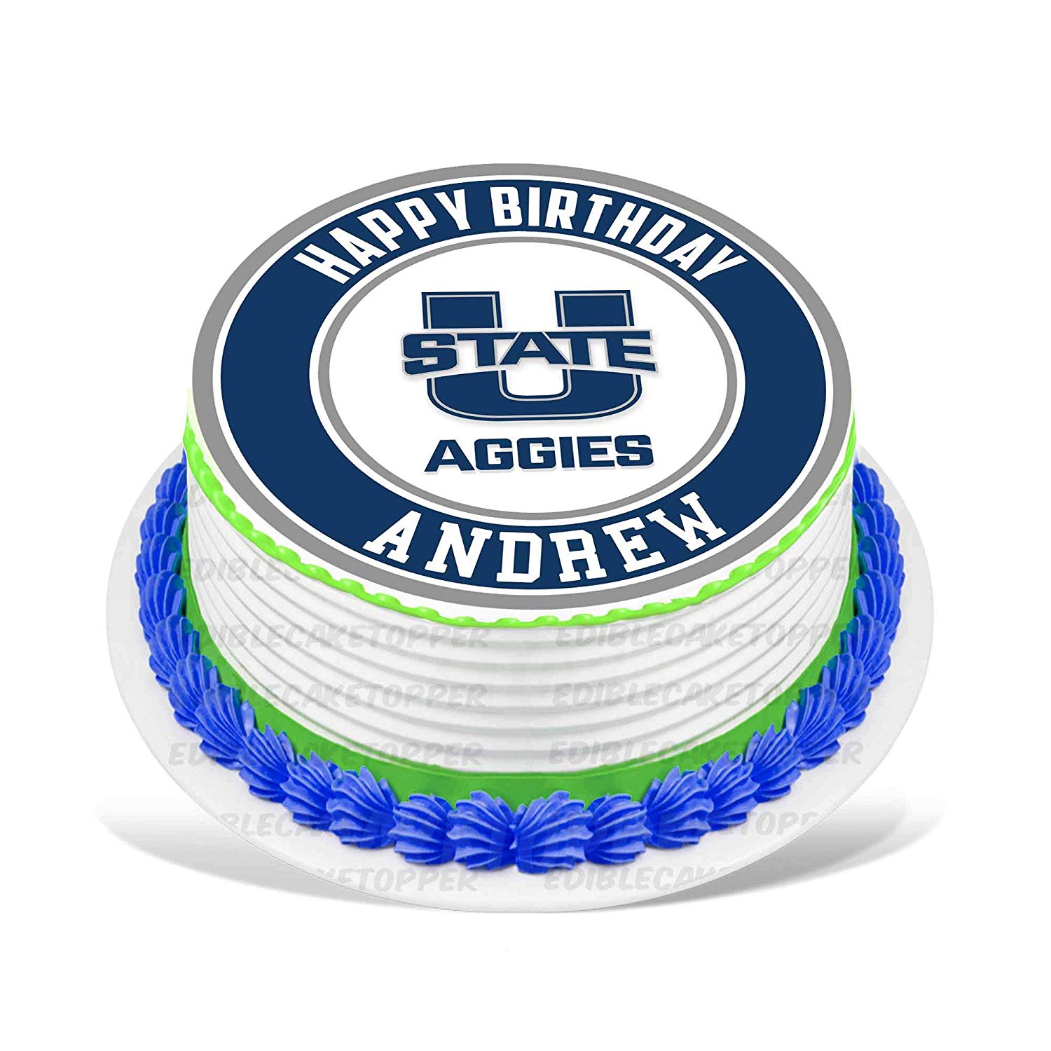 Utah State Aggies Round – Icing Sheet Birthday - Personalized Edible Cake Topper | Custom Icing Sheet | Birthday Cake Decoration | Photo Cake Image