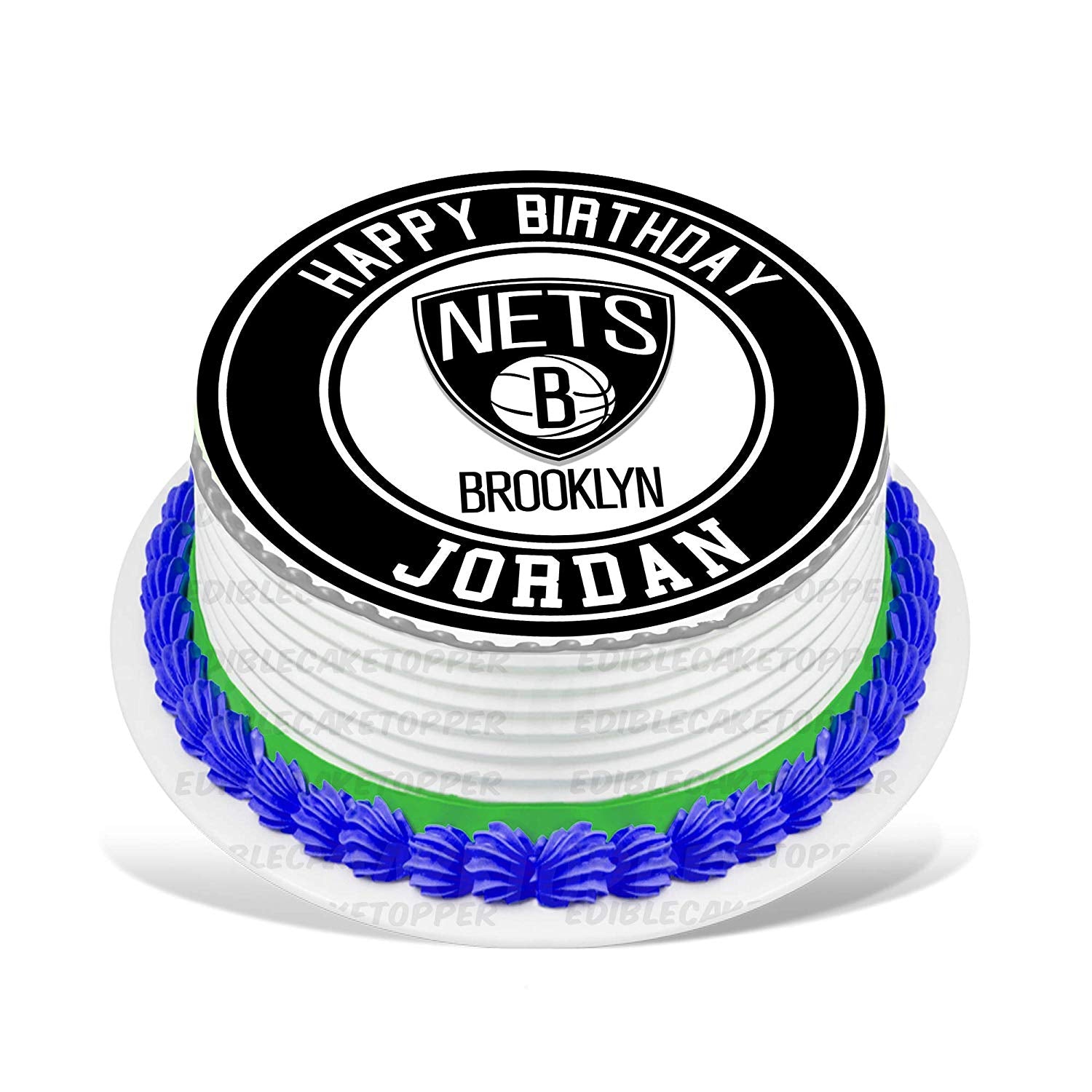 Brooklyn Nets Round – Icing Sheet Birthday - Personalized Edible Cake Topper | Custom Icing Sheet | Birthday Cake Decoration | Photo Cake Image