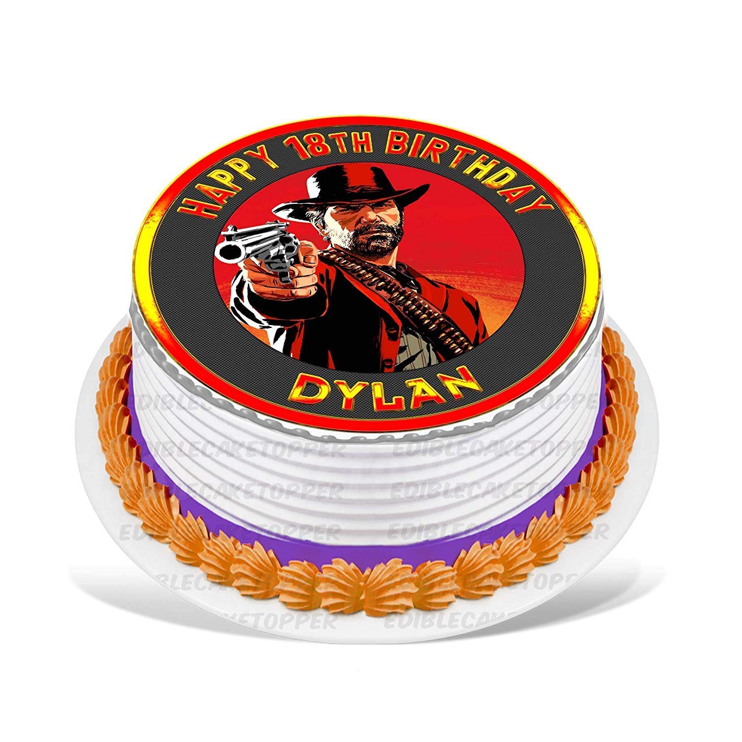 Red Gamers Gamers Fans Round – Icing Sheet Birthday - Personalized Edible Cake Topper | Custom Icing Sheet | Birthday Cake Decoration