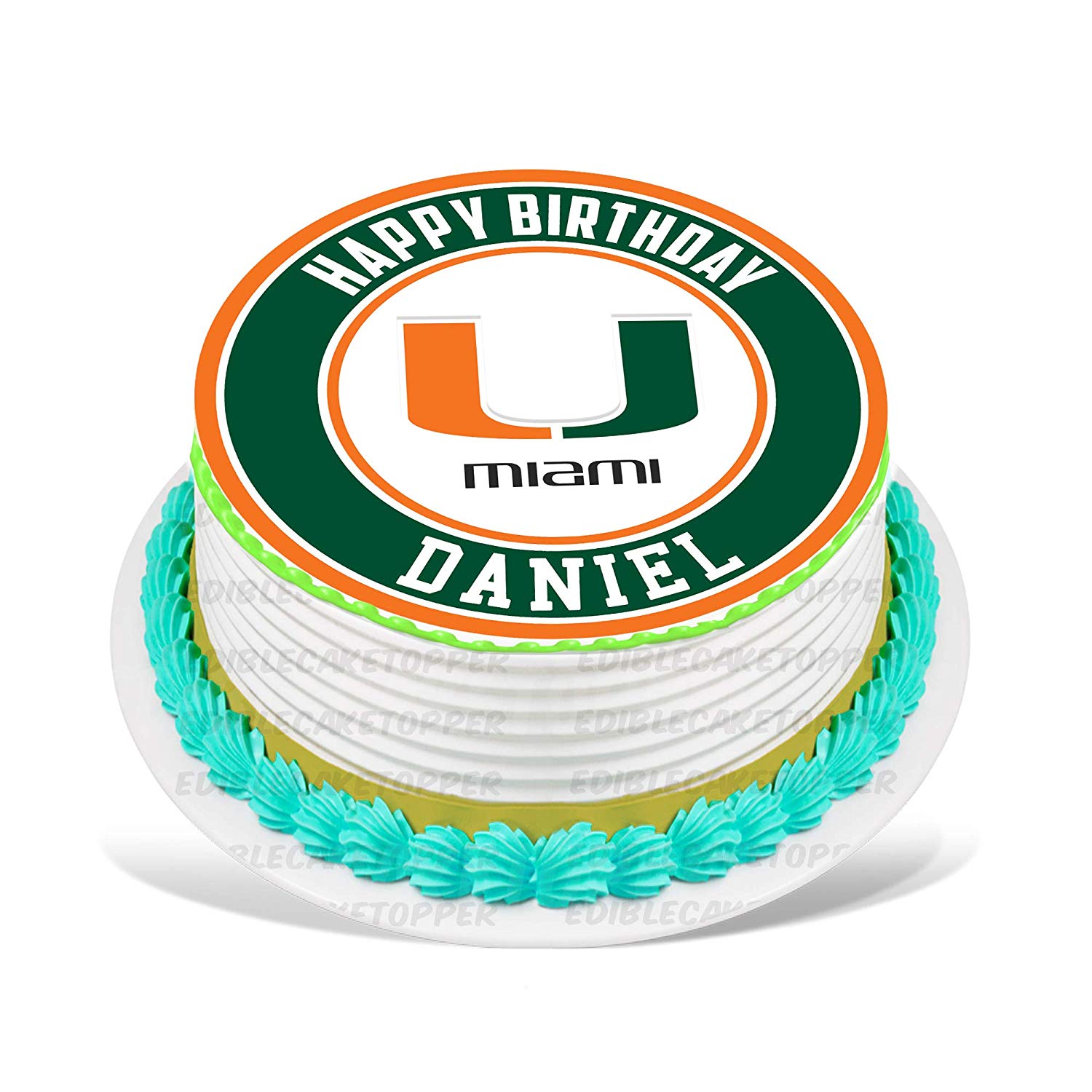 Miami Hurricanes Round – Icing Sheet Birthday - Personalized Edible Cake Topper | Custom Icing Sheet | Birthday Cake Decoration | Photo Cake Image