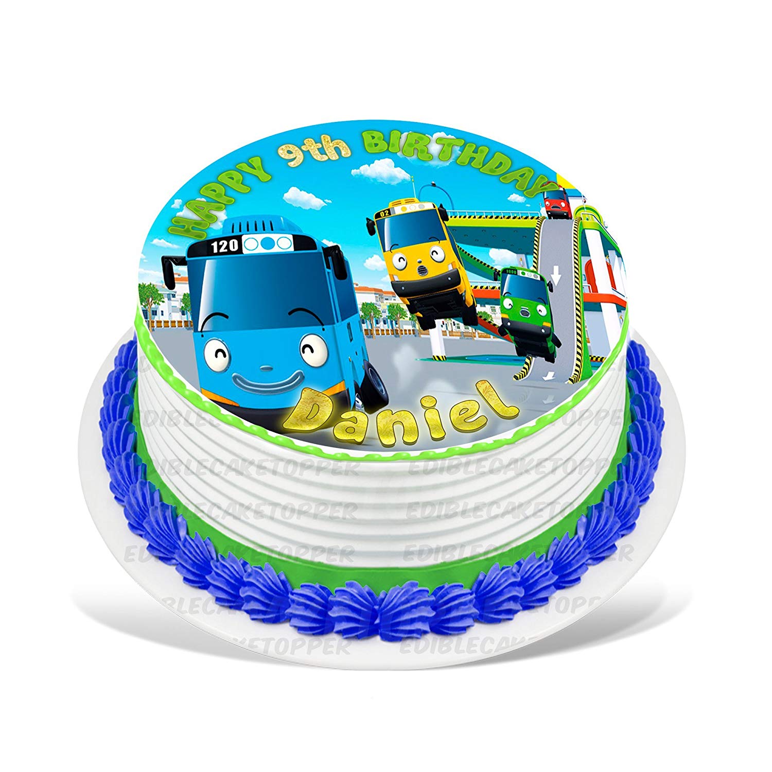 Tayo the Little Bus Round – Icing Sheet Birthday - Personalized Edible Cake Topper | Custom Icing Sheet | Birthday Cake Decoration