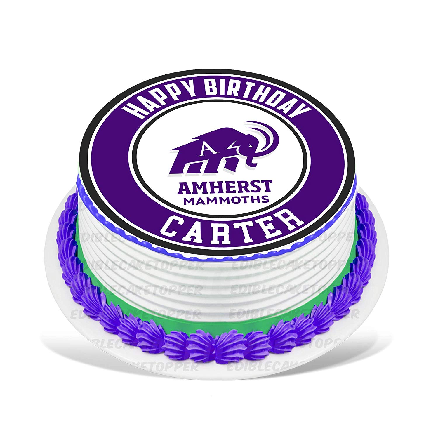 Amherst Mammoths Round – Icing Sheet Birthday - Personalized Edible Cake Topper | Custom Icing Sheet | Birthday Cake Decoration | Photo Cake Image