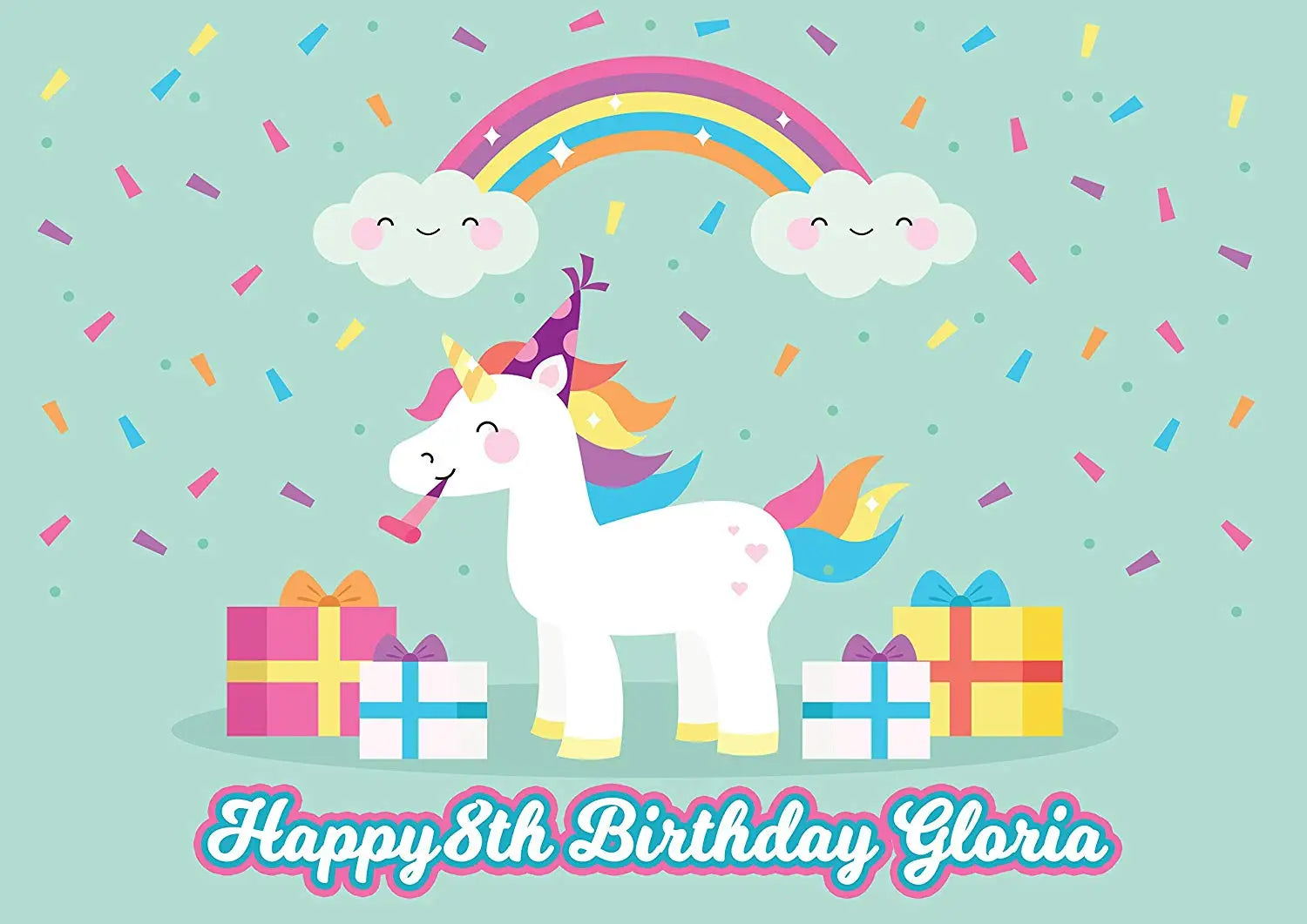 Unicorn Pony Rainbow Girl Edible Cake Topper