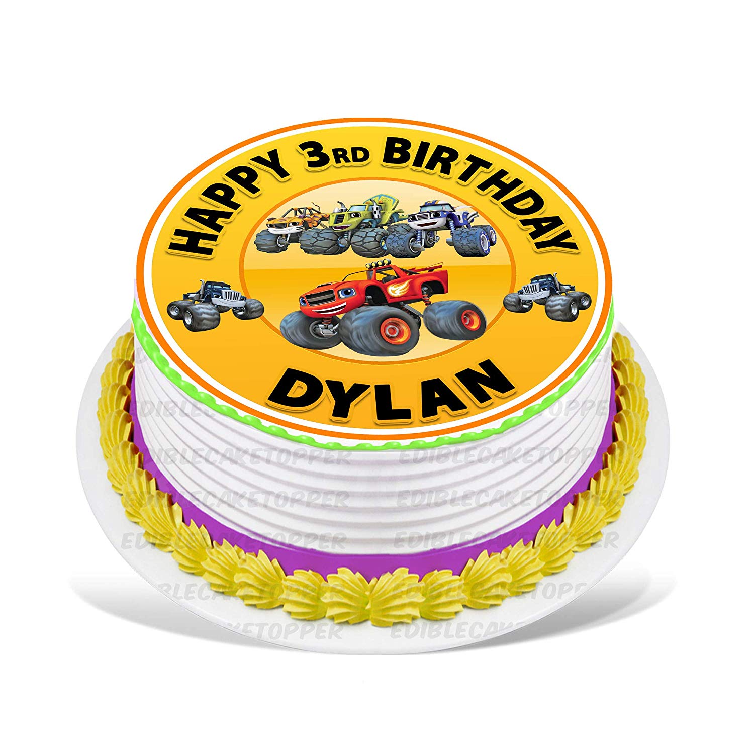 Blaze Kids Fun Machines Round – Icing Sheet Birthday - Personalized Edible Cake Topper | Custom Icing Sheet | Birthday Cake Decoration