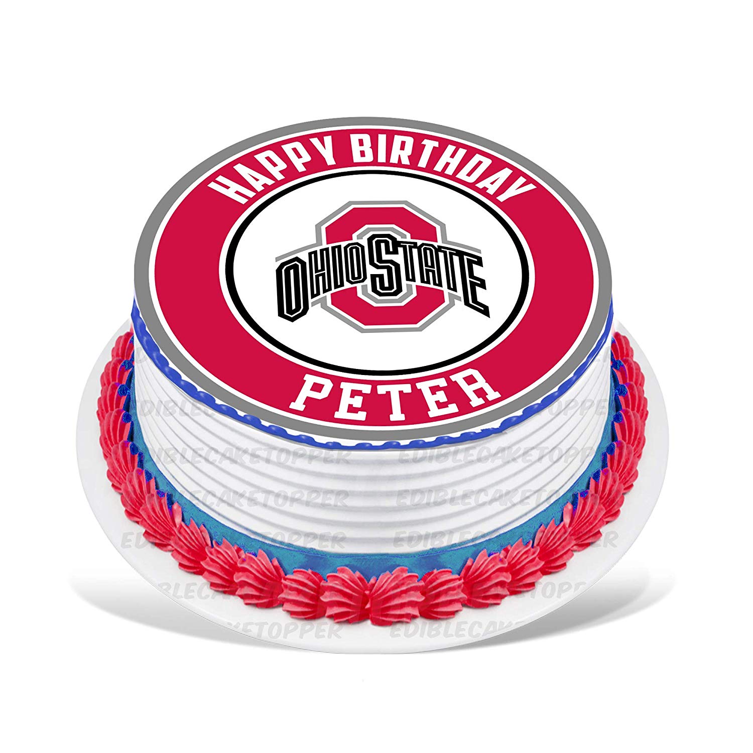 Ohio State Round – Icing Sheet Birthday - Personalized Edible Cake Topper | Custom Icing Sheet | Birthday Cake Decoration | Photo Cake Image