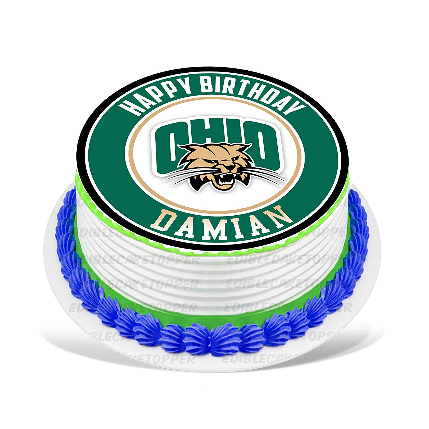 Ohio Bobcats Round – Icing Sheet Birthday - Personalized Edible Cake Topper | Custom Icing Sheet | Birthday Cake Decoration | Photo Cake Image