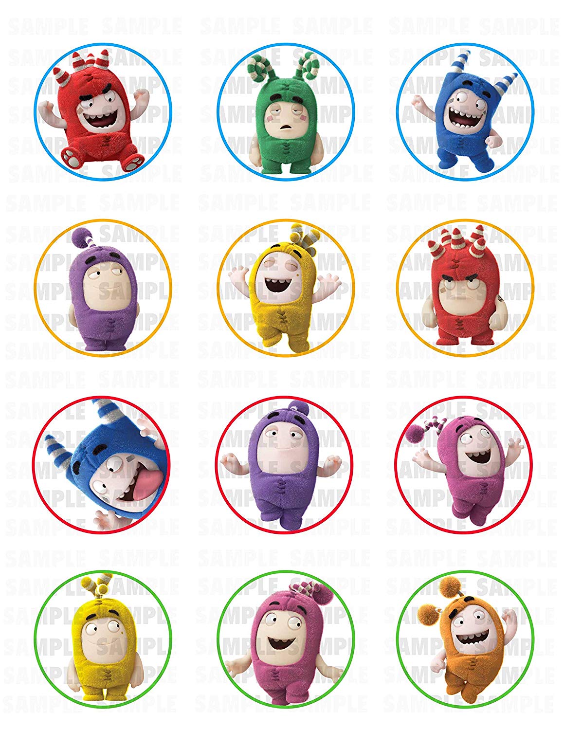 Oddbods Edible Cupcake Toppers – Round Icing Sheet Birthday Party - Edible Cake Topper | Icing Sheet | Birthday Cake Decoration