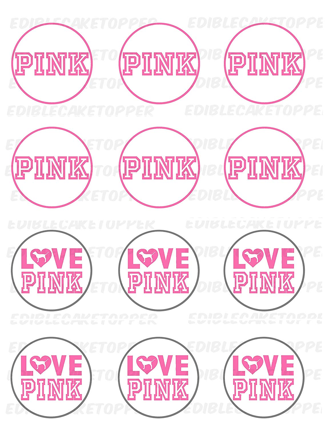 Love Pink Victoria Edible Cupcake Toppers – Round Icing Sheet Bir - Edible Cake Topper | Icing Sheet | Birthday Cake Decoration