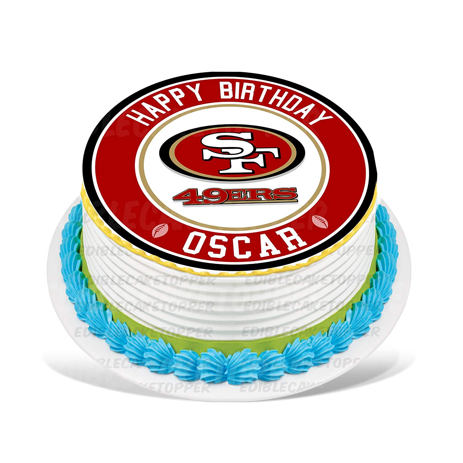 San Francisco 49ers Round – Icing Sheet Birthday - Personalized Edible Cake Topper | Custom Icing Sheet | Birthday Cake Decoration