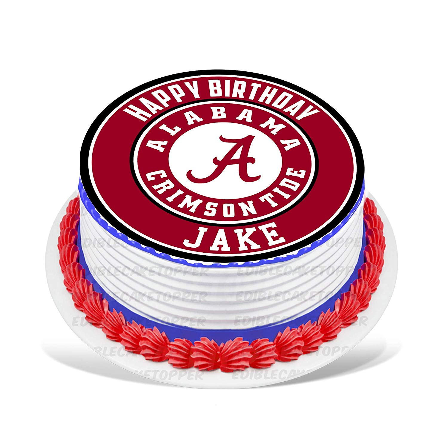 Alabama Crimson Tide Round – Icing Sheet Birthday - Personalized Edible Cake Topper | Custom Icing Sheet | Birthday Cake Decoration